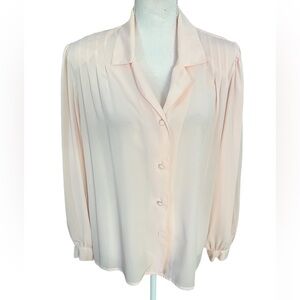 Josephine Light Pink Blouse Long Sleeve Pleated Size 12